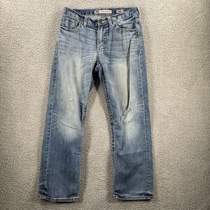 BKE Tyler Jeans Mens 31S 31x29 Blue Straight Stretch Denim Cotton Thick Stitch